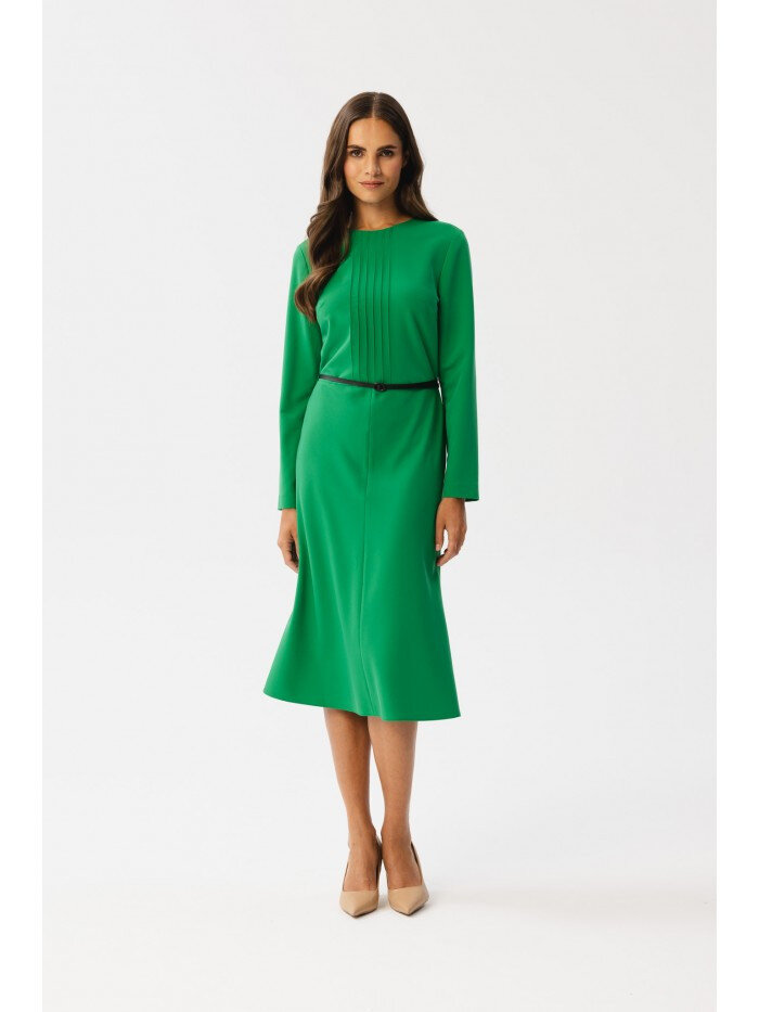 Zelené šaty s předními sklady - Elegantní Zářivost, EU L i529_590758801511037011