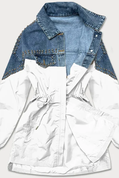 Světle modro-bílá dámská džínová denim bunda z různých spojených materiálů Z3K9 PREMIUM