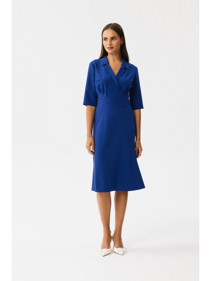 Královská Modrá Zavinovací Šaty s Límečkem - STYLOVE, EU XL i529_4899971404569051154