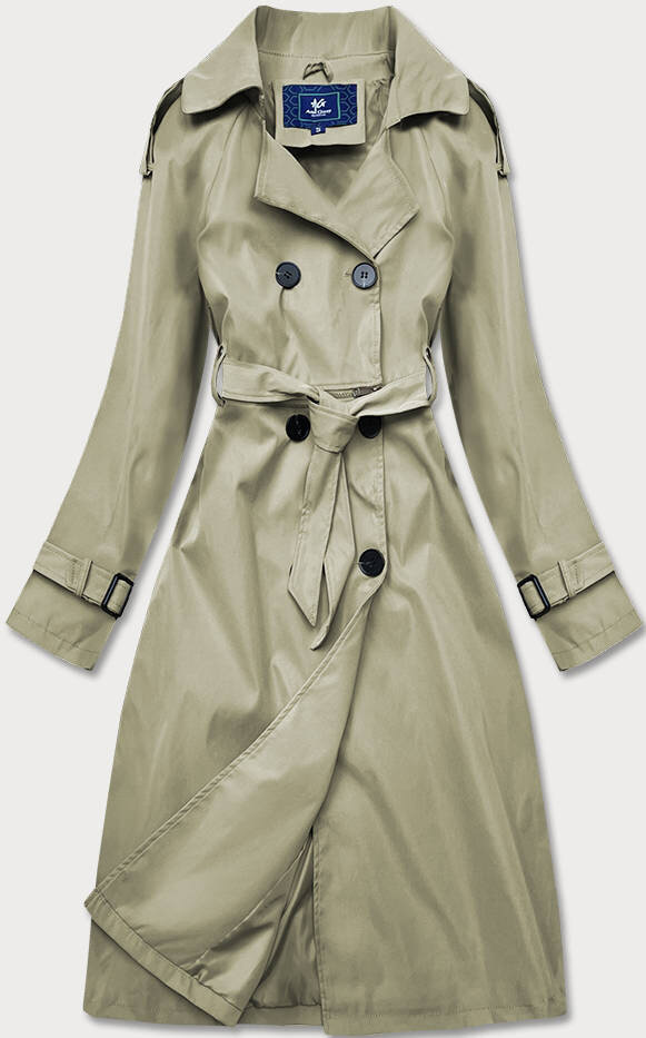 Dámský dvouřadový kabát v khaki barvě s páskem 17E3 Ann Gissy, odcienie zieleni XL (42) i392_19189-53