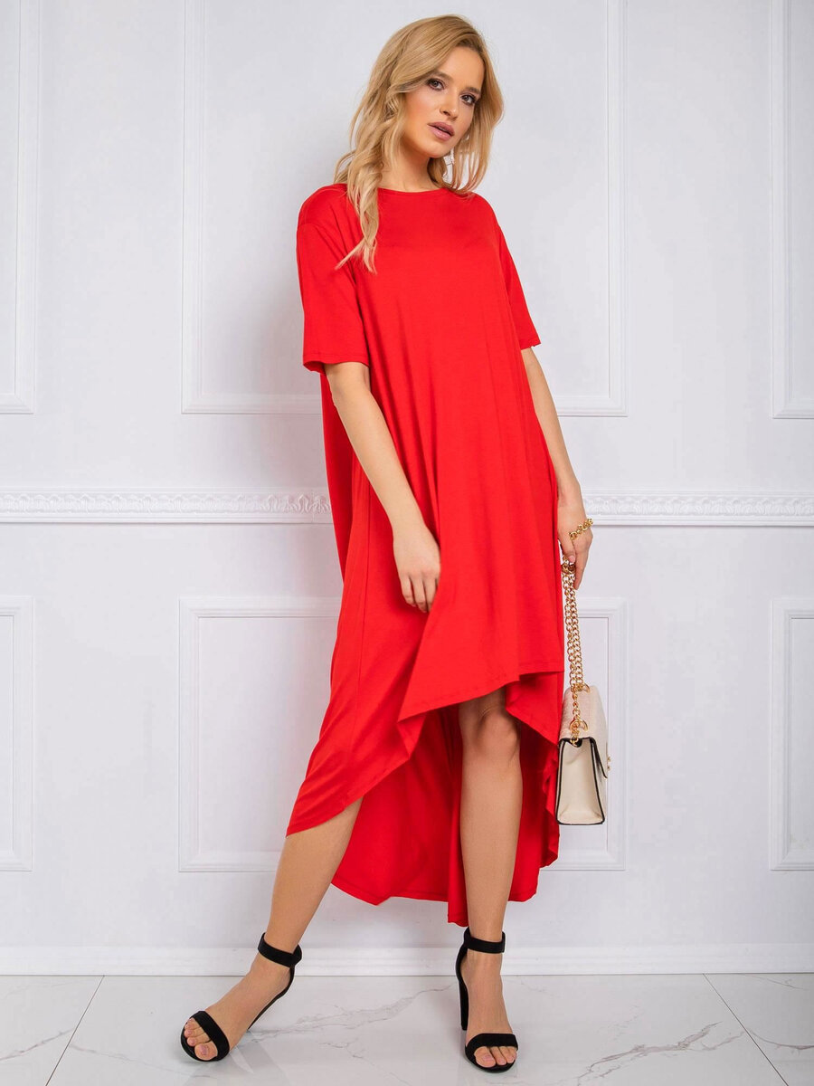 RUE PARIS Červené volné šaty FPrice, S/M i523_2016102527176