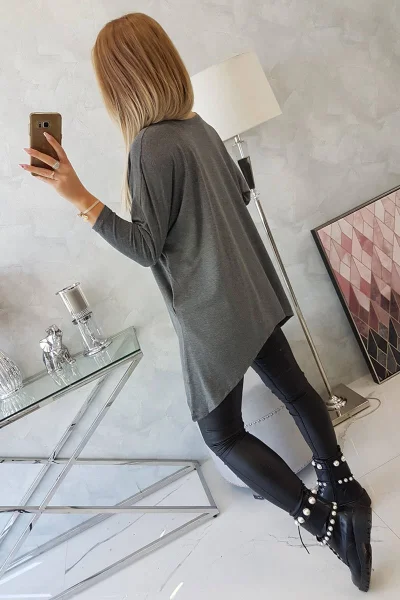 Oversize dámská halenka grafitová melanž - K-Fashion