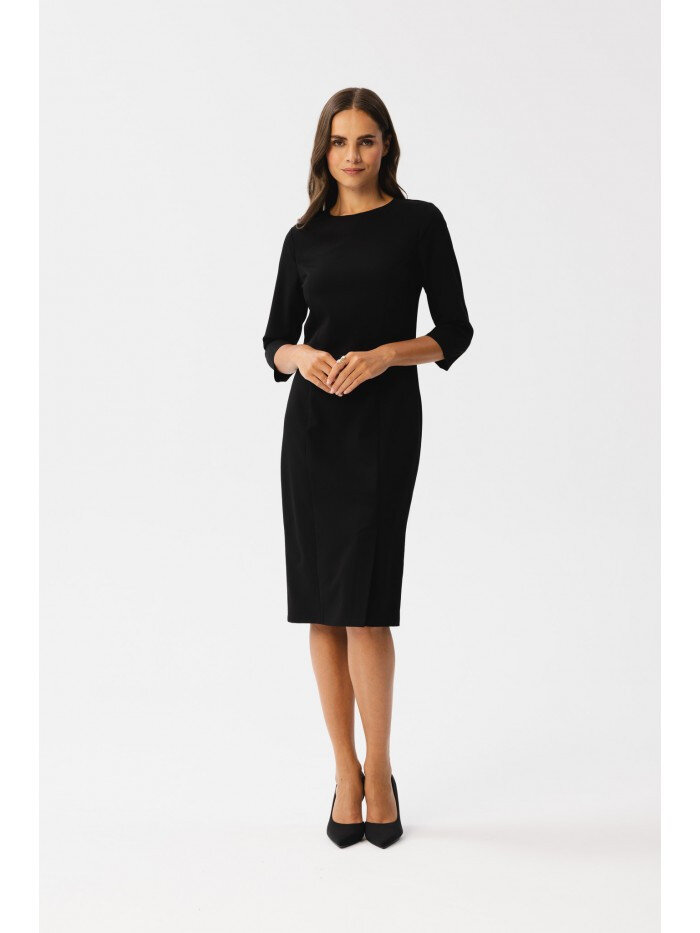 Černé Plášťové šaty s rozparkem - Elegantní Stylove, EU M i529_8106851651931340997
