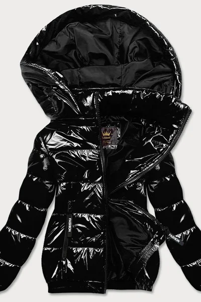 Lesklá černá bunda pro ženy se stahovacím lemem 35MEG Libland