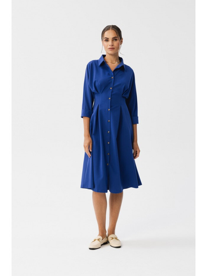Královská Modrá Košilové Šaty s Kosticemi - STYLOVE, EU XL i529_4247876646602781688