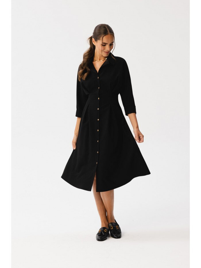 Černé šaty s knoflíky - Elegantní design STYLOVE, EU L i529_8660431979245289482