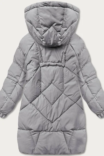 Šedá oversize puffer bunda s ozdobnými páskami Ann Gissy