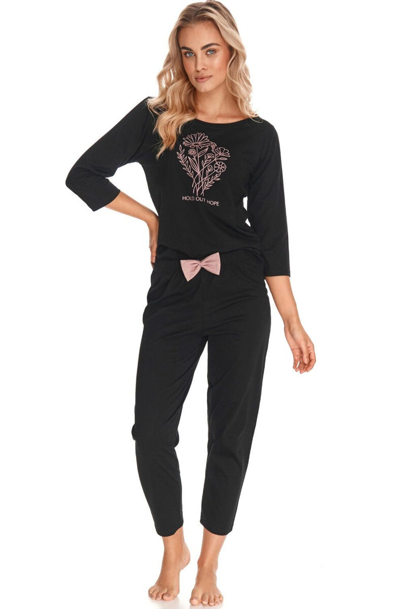 Černé pyžamo pro ženy Alma TARO - luxusní bavlněná souprava, černá XL i41_79435_2:černá_3:XL_