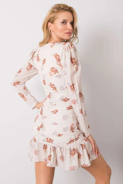 Dámské RUE PARIS Béžové šaty s květinovým potiskem FPrice