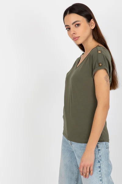 Och Bella dámská khaki halenka s krátkým rukávem Fashionhunters