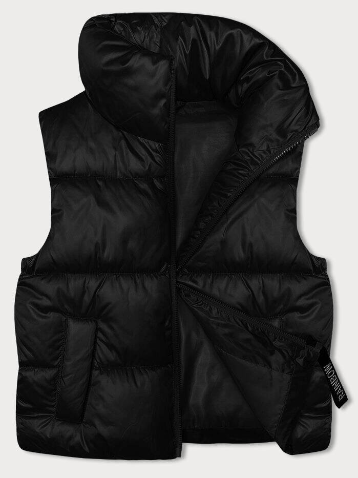 Černá péřová dámská vesta s vysokým límcem SWEST, odcienie czerni XXL (44) i392_23470-48