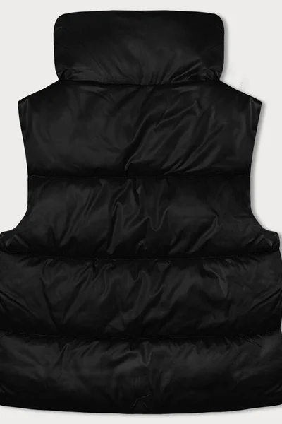 Černá péřová dámská vesta s vysokým límcem S'WEST