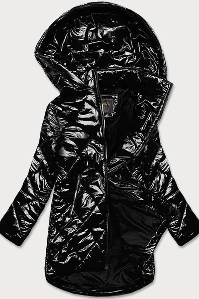 Lesklá černá prošívaná bunda pro ženy 069 Libland
