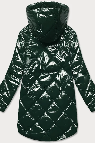 Lesklá zelená prošívaná bunda pro ženy 35G4Y Libland