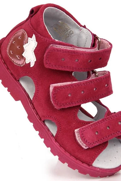 Jahodové fuchsiové dívčí ortopedické sandály Kornecki