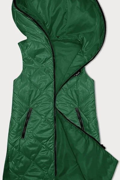 Zimní prošívaná dámská vesta s kapucí - Zelená Zimnice