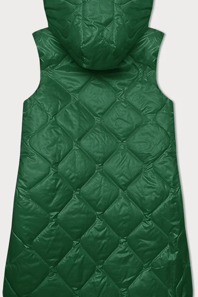 Zimní prošívaná dámská vesta s kapucí - Zelená Zimnice