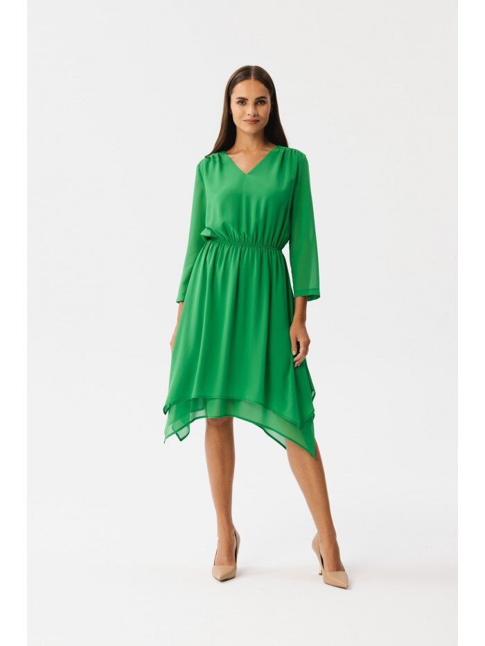 Zelené Vrstvené Šaty STYLOVE - Šifonový Elegance, EU S i529_13583401613296256