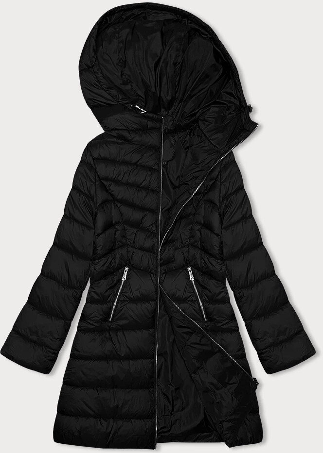 Černá prošívaná dámská bunda s kapucí J Style, odcienie czerni XL (42) i392_23077-53