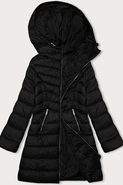 Černá prošívaná dámská bunda s kapucí J Style
