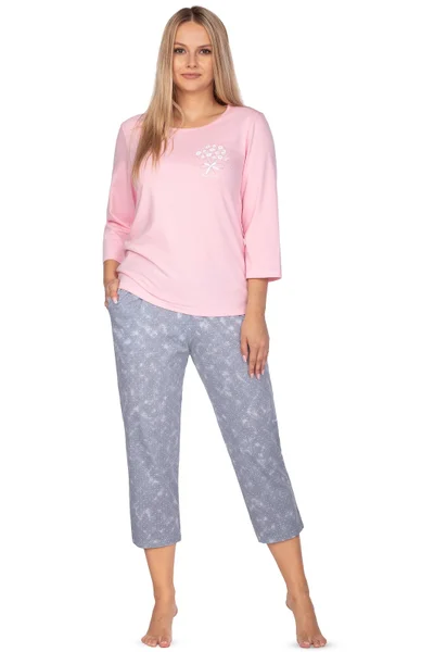 Květinové bavlněné pyžamo Regina pro ženy M-XL