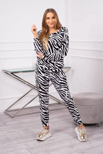 Zebra velurová souprava černobílá K-Fashion