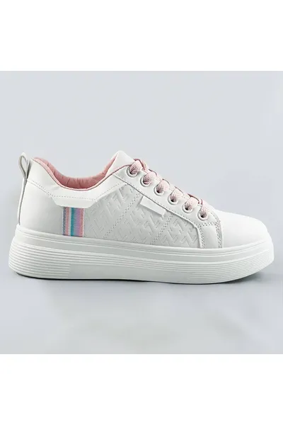 Bílo-růžové dámské šněrovací sneakersy 4856 COLIRES