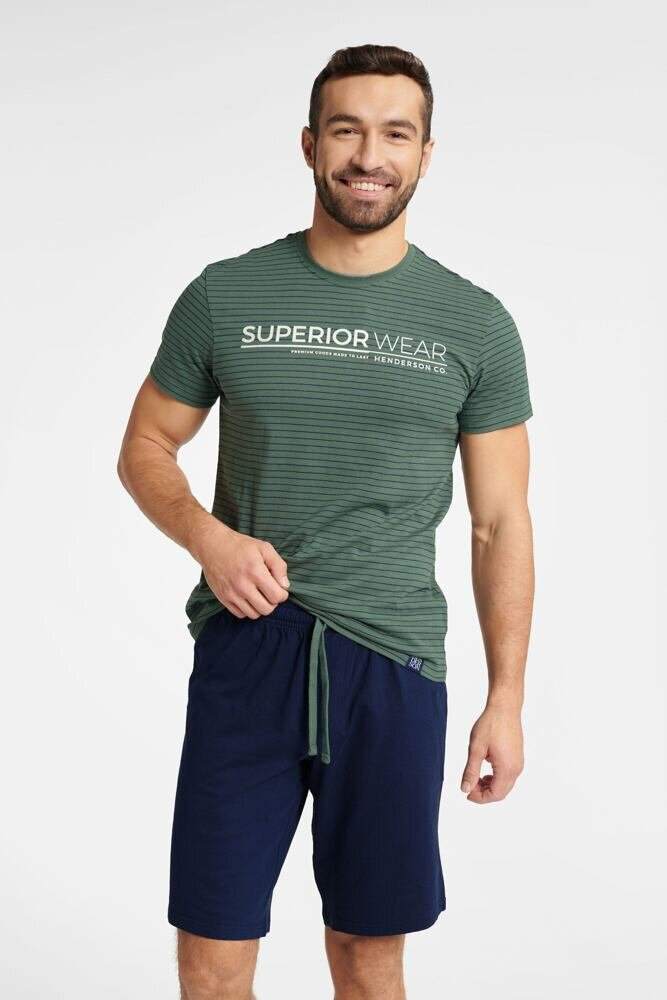 Zelené pruhované pyžamo Webber pro muže od Hendersonu, zelená XL i43_77120_2:zelená_3:XL_