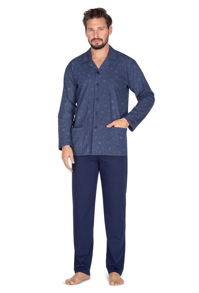 Mužské rozepínací pyžamo ComfortFit 2XL-3XL, modrá 3xl i384_98114936