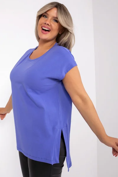 Violetová Plus Size Asymetrická Dámská Halenka FPrice