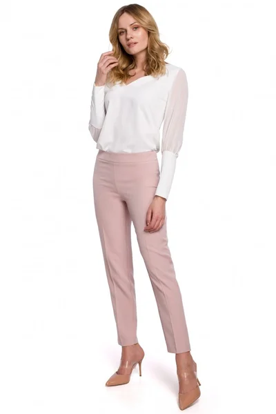 Dámské 58Z6 Kalhoty s úzkými nohavicemi - krepová růžová Makover