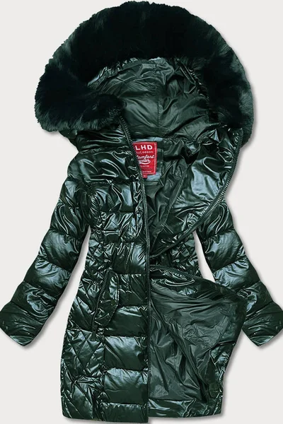 Zimní bunda s kapucí a kožešinou pro ženy - LHD Zelená