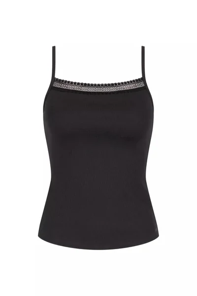 Dámské černé tílko GO Ribbed Spaghetti Top - BLACK SLOGGI