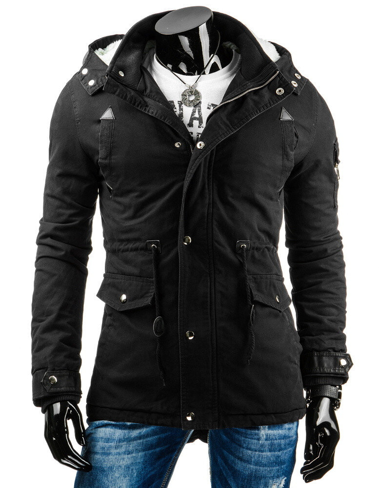 Pánská prošívaná bunda na zimu s odnímatelnou kapucí černá - Černá XXL - Dstreet, černá XXL i10_i333_6569-50827_1:2013_2:138_