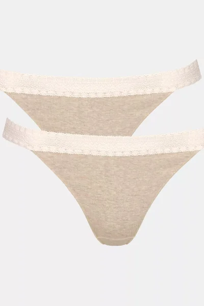 Žebrovaná krajková tanga GO Ribbed - GRAY