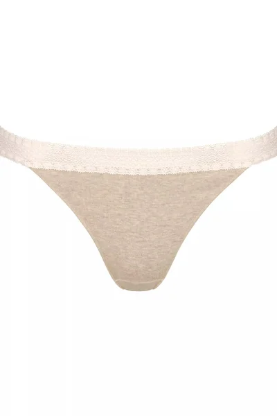 Žebrovaná krajková tanga GO Ribbed - GRAY