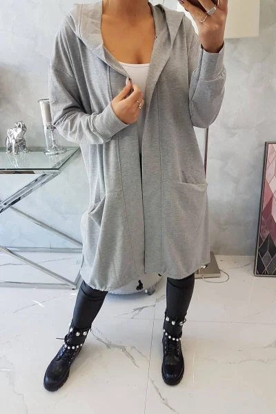 Dámská žíhaná oversize bunda s kapucí K-Fashion