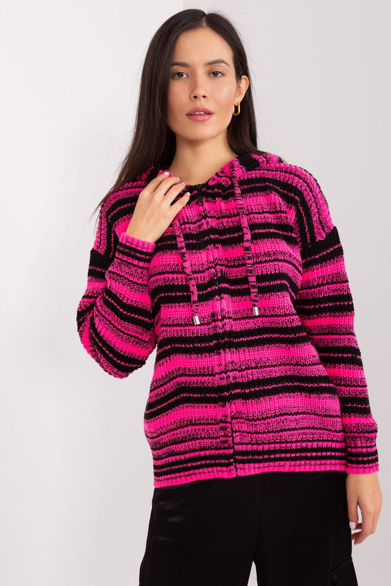 Zipový pruhovaný dámský svetr s kapucí, universal i240_190765_2:universal