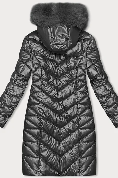 Zimní prošívaná bunda s kapucí J Style - šedá