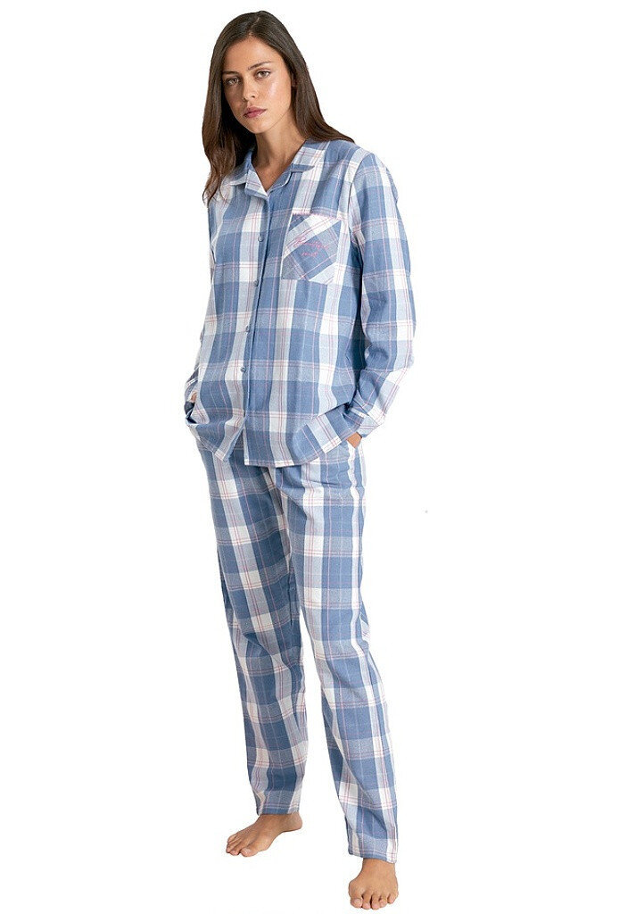 Modro-bílé pyžamo pro ženy Muydemi s jemným chloupkem, modro-bílá M i10_P65336_1:164_2:91_