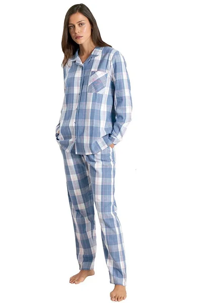 Modro-bílé pyžamo pro ženy Muydemi s jemným chloupkem