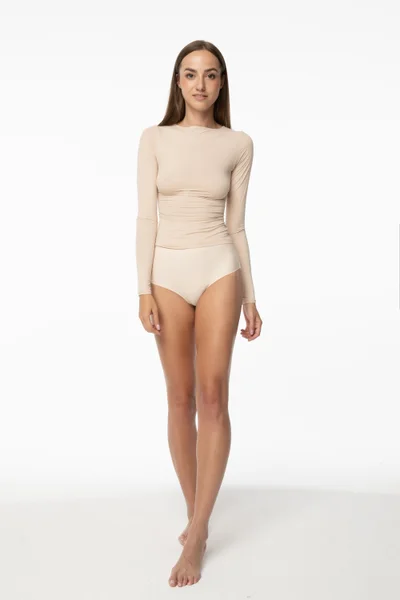 Dámská hladká halenka Julimex SIMPLE LONGSLEEVE béžová