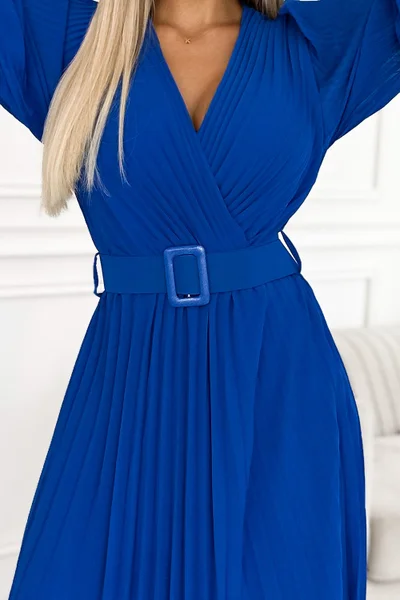 Královská modř řasené šaty KLARA - Numoco