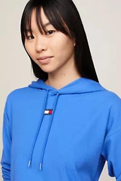 Dámská mikina s kapucí RIBBED HOODIE - velké velikosti - Tommy Hilfiger