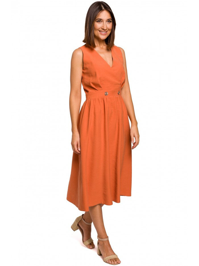 Dámské TN4V0L Jedlové šaty bez rukávů - oranžové Style, EU S i529_8574498445177253584