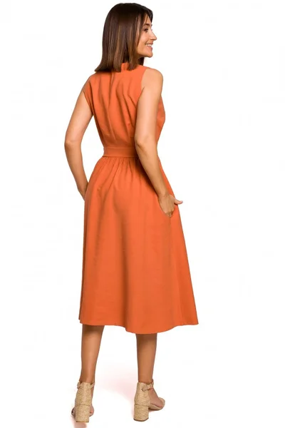 Dámské TN4V0L Jedlové šaty bez rukávů - oranžové Style
