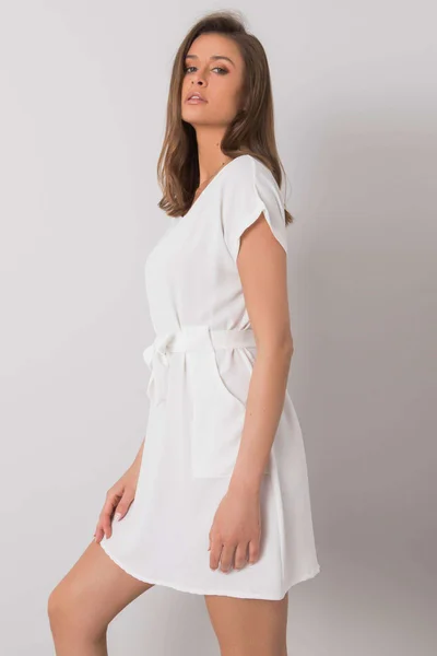 Dámské bílé šaty s kapsami FPrice