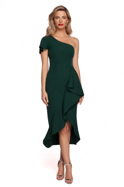 Zelené večerní šaty s jedním ramenem - Emerald Elegance