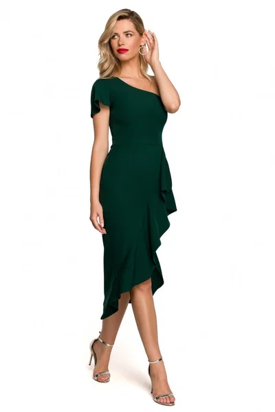 Zelené večerní šaty s jedním ramenem - Emerald Elegance