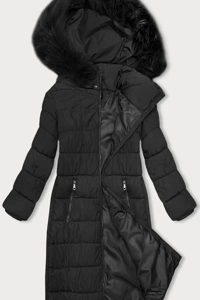 Černá dámská zimní bunda s kapucí J Style